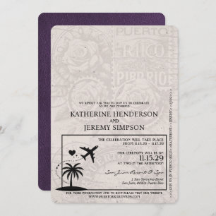 Violet Puerto Rico Passport Wedding Invitation
