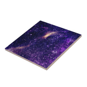 Violet purple abstract galaxy universe ceramic tile