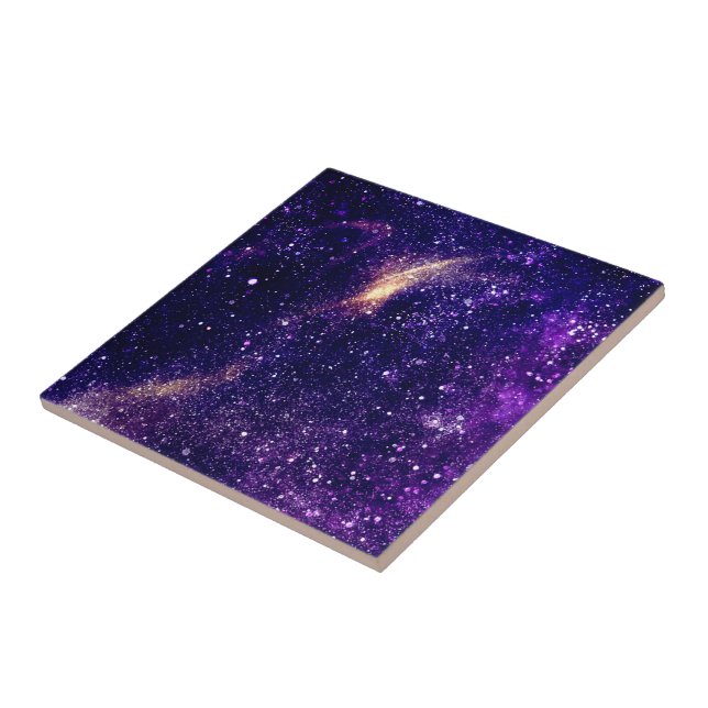 Violet purple abstract galaxy universe ceramic tile (Side)