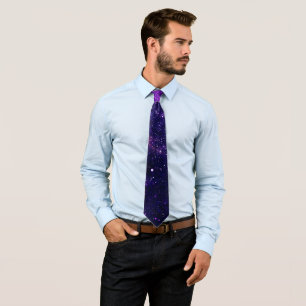 Violet purple abstract galaxy universe tie
