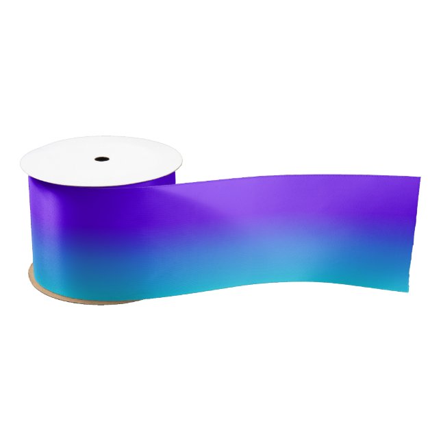 Violet Purple and Bright Aqua Ombre Satin Ribbon (Spool)