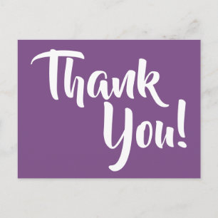 Violet Purple and White Calligraphy Thank You Postcard