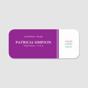 Violet Purple And White Elegance Distinction: LOGO Name Tag