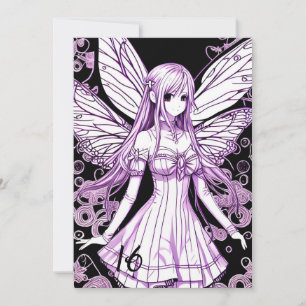 Violet Purple Anime Princess Sweet 16 Birthday Invitation