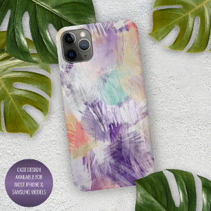Violet Purple Aqua Turquoise Coral Art Painting iPhone 15 Pro Max Case