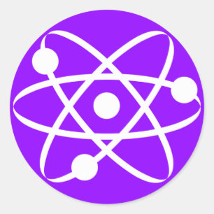 Violet Purple Atom Classic Round Sticker