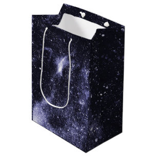 Violet purple black abstract galaxy medium gift bag