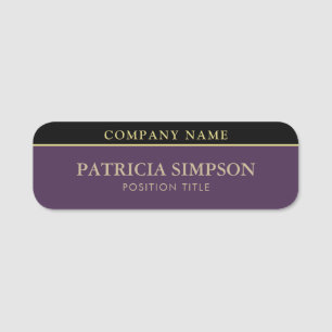Violet Purple & Black Elegance: A Touch Of Glamour Name Tag