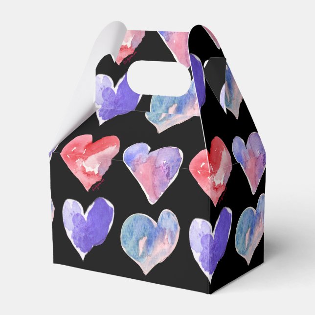 Violet Purple Black Hearts 5 Paper Box (Front Side)