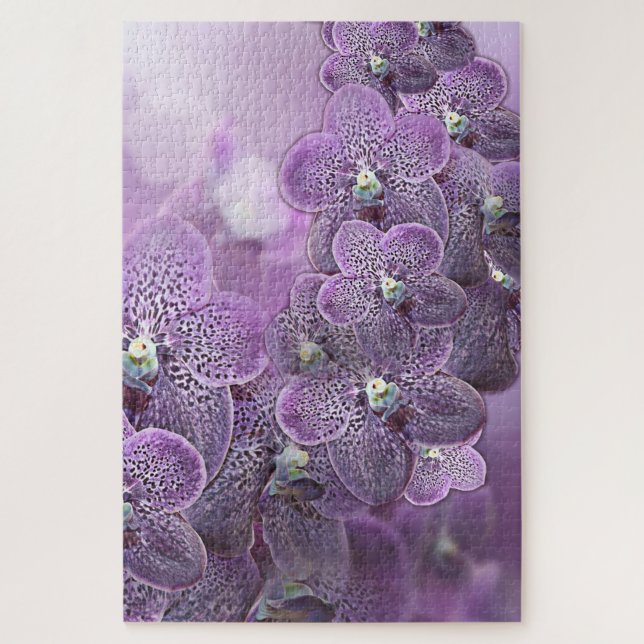 Violet Purple Blooming Flower Orchids Messenger Ba Jigsaw Puzzle (Vertical)