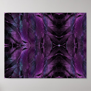 Violet Purple blue black feather texture abstract Poster