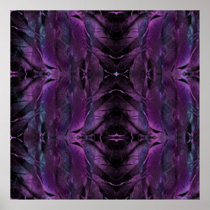 Violet Purple blue black feather texture abstract Poster