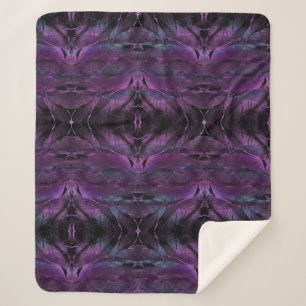 Violet Purple blue black feather texture abstract Sherpa Blanket