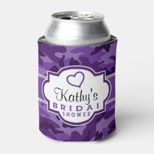 Violet Purple Camo, Camouflage Bridal Shower Can Cooler
