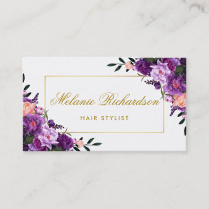 Violet Purple Floral Hair Stylist Appointment Card