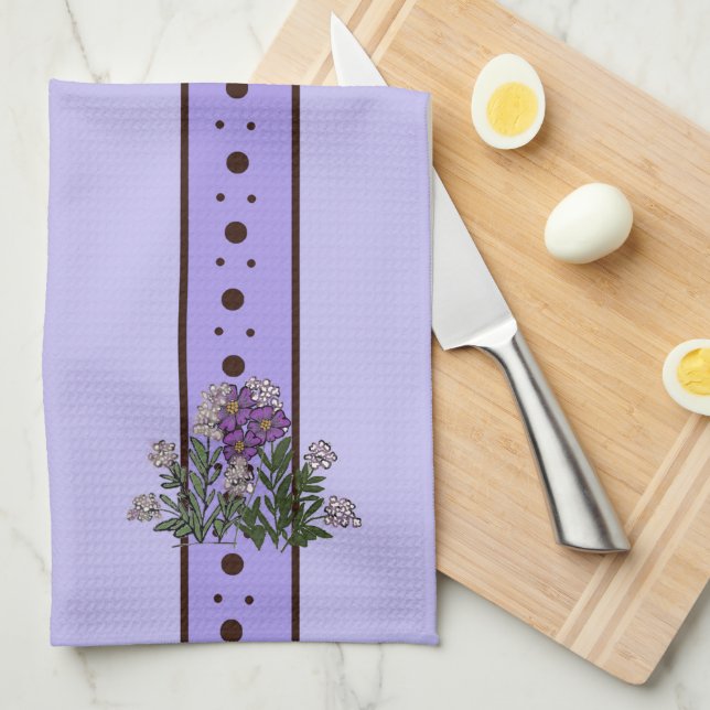 Violet Purple flowers Relax Cup kitchen towel (Quarter Fold)