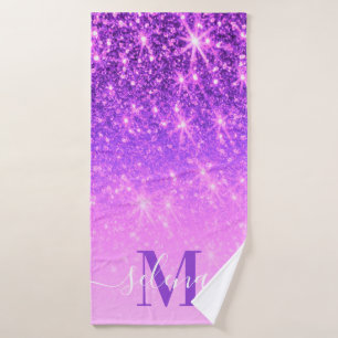 Violet Purple Glitter Bath Towel