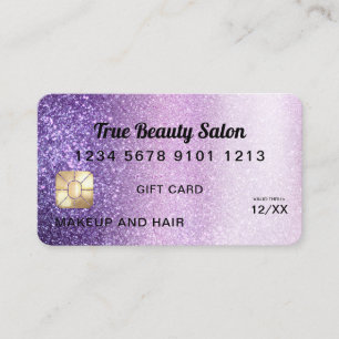 Violet Purple Glitter Credit Card Gift Certificate