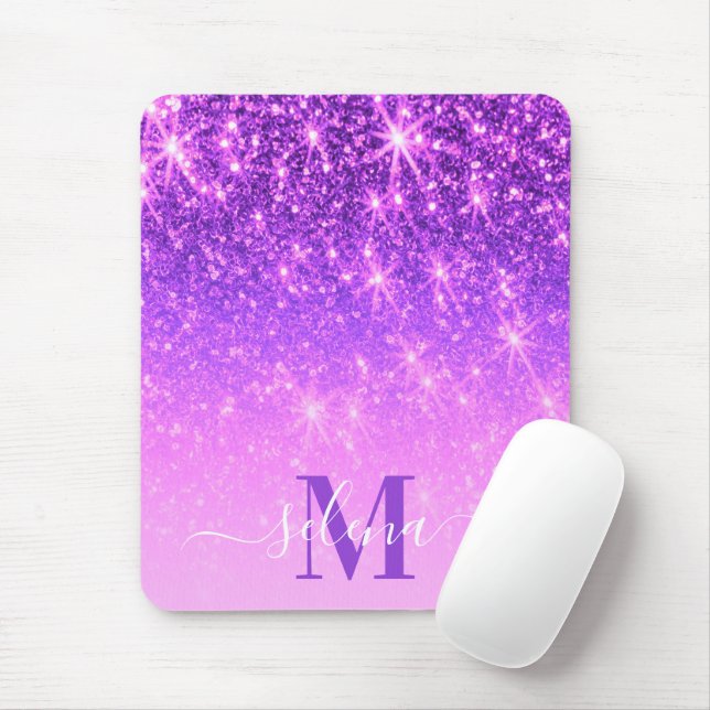 Violet Purple Glitter Mouse Pad (With Mouse)
