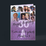 Violet Purple Glitter Photo Collage Happy Birthday Card<br><div class="desc">This cool and cute happy birthday greeting card is perfect for any friend or family member. It features eight customisable photograph pictures with a monogram name and the quote, "Happy Birthday, " on top of a pastel purple "30" (which can be changed to any age) on top of a faux...</div>