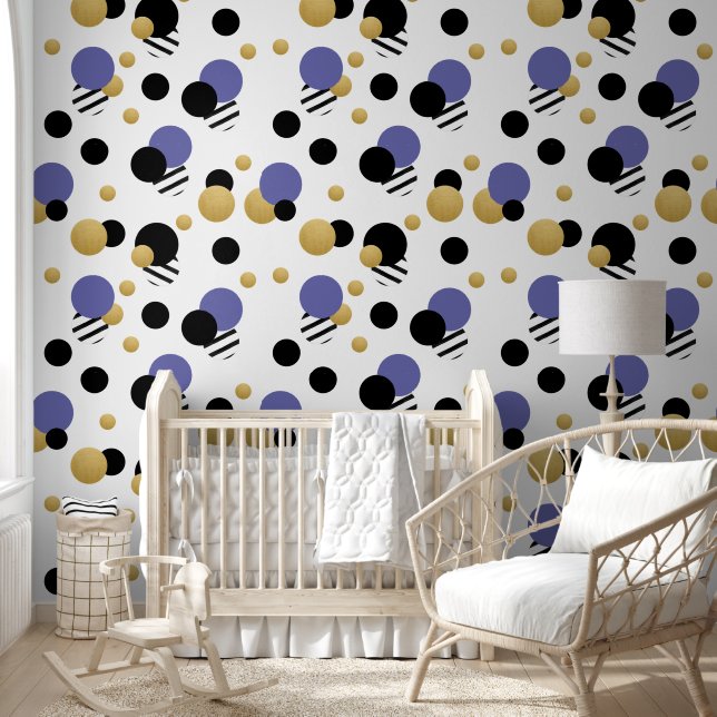 Violet Purple Gold Polka Dot  Wallpaper (Kids)