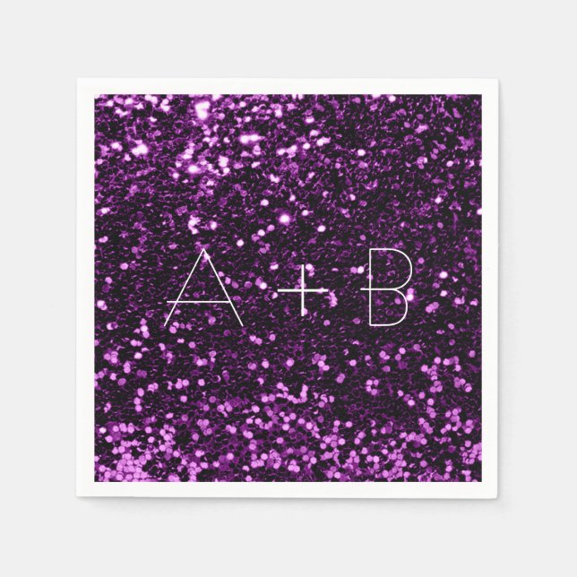 Violet Purple Grape Plum Sequin Sparkly Glitter Napkin (Front)