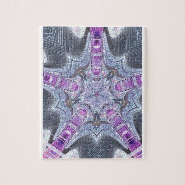 Violet purple grey geometric art jigsaw puzzle (Vertical)