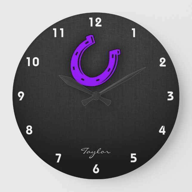 Violet Purple Horse shoe Large Clock (Front)