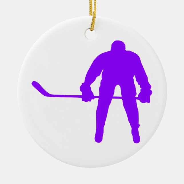 Violet Purple Ice Hockey Ceramic Ornament (Front)