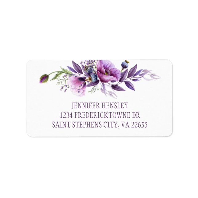 Violet Purple Lavender Wildflowers Address | Label (Front)