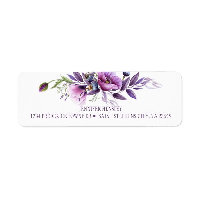 Violet Purple Lavender Wildflowers Return Address| Address Label (Front)