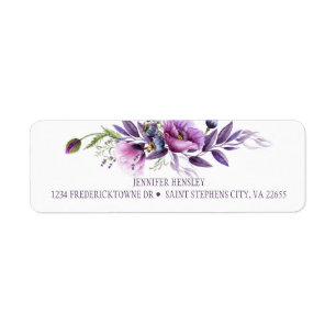 Violet Purple Lavender Wildflowers Return Address  Label