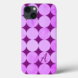 Violet, Purple Magenta & Pink Circles Monogram iPhone 13 Case
