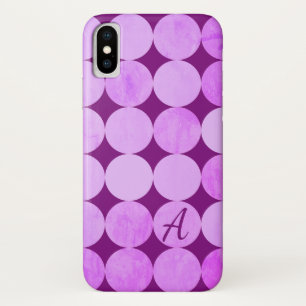 Violet, Purple Magenta & Pink Circles Monogram iPhone X Case