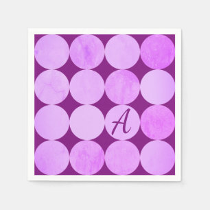 Violet, Purple Magenta & Pink Circles Monogram Napkin