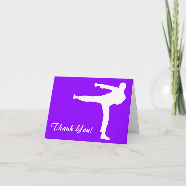 Violet Purple Martial Arts Thank You Card (Front)