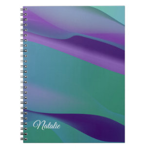 Violet purple minimal name Spiral Photo Notebook