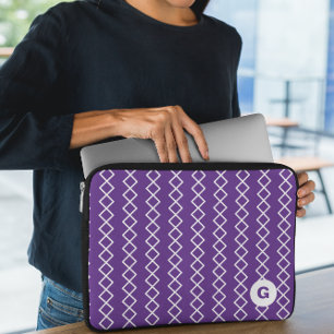 Violet Purple Monogram Geometric Laptop Sleeve