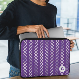 Violet Purple Monogram Geometric Laptop Sleeve