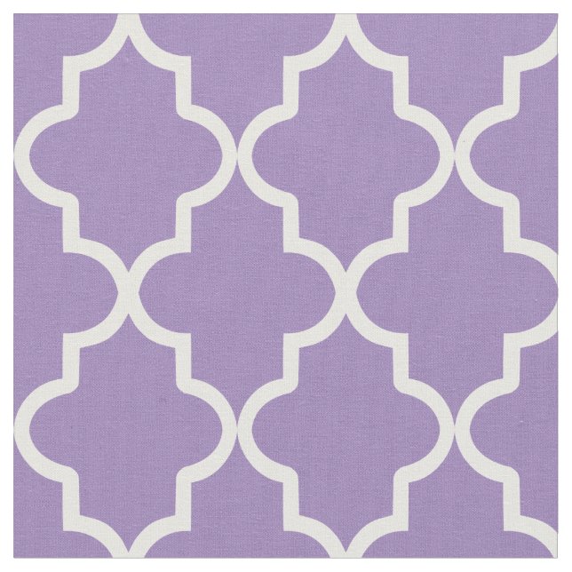 Violet Purple Moroccan Quatrefoil Fabric (Close Up)