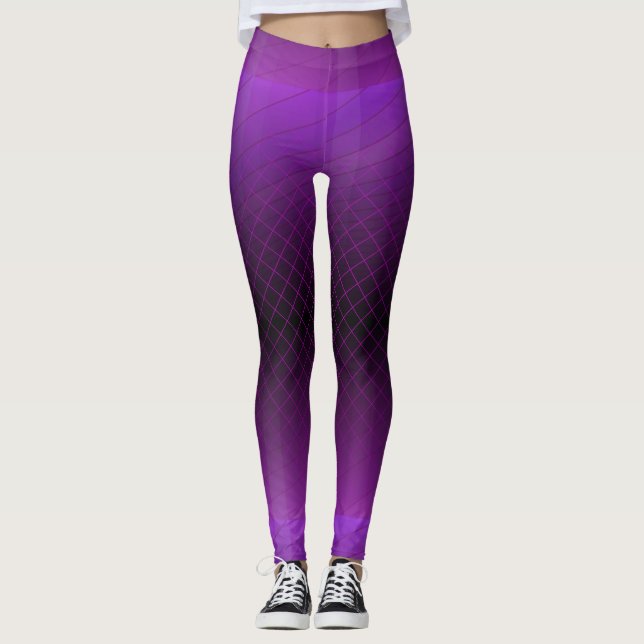 Violet Purple Ombre Stripes Leggings (Front)