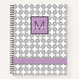 Violet Purple on Black & White Pattern Notebook