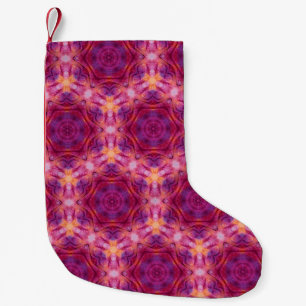 violet, purple, orange and blue watercolor kaleido small christmas stocking