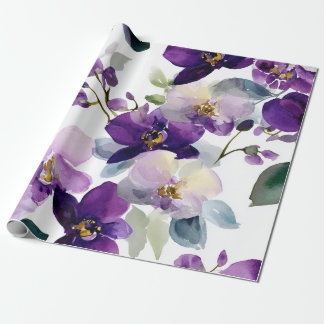 Violet Purple Orchid Elegant Floral Botanical Wrapping Paper