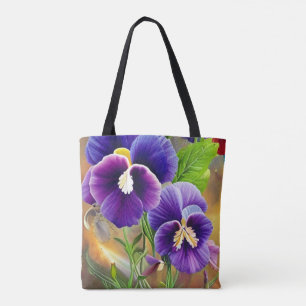 Violet Purple Pansies Tote Bag