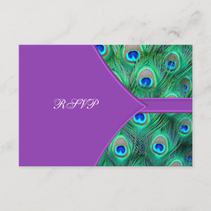 Violet Purple Peacock Wedding RSVP