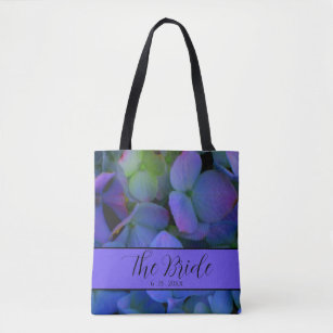 Violet purple pink blue hydrangeas flower Bride  Tote Bag
