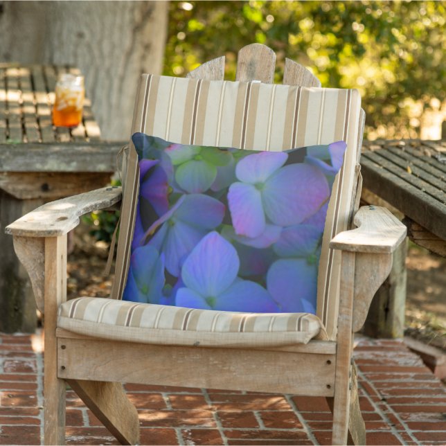 Violet purple pink blue hydrangeas flower floral cushion (Chair)