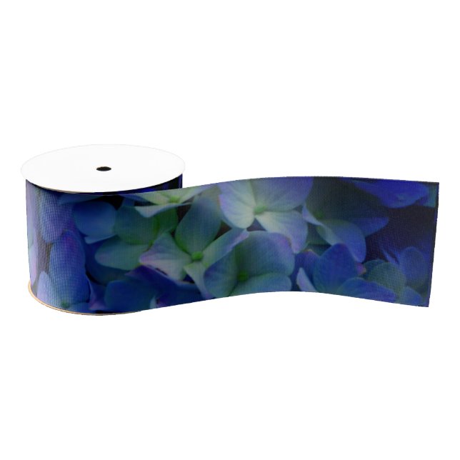 Violet purple pink blue hydrangeas flower floral grosgrain ribbon (Spool)