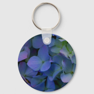 Violet purple pink blue hydrangeas flower floral key ring